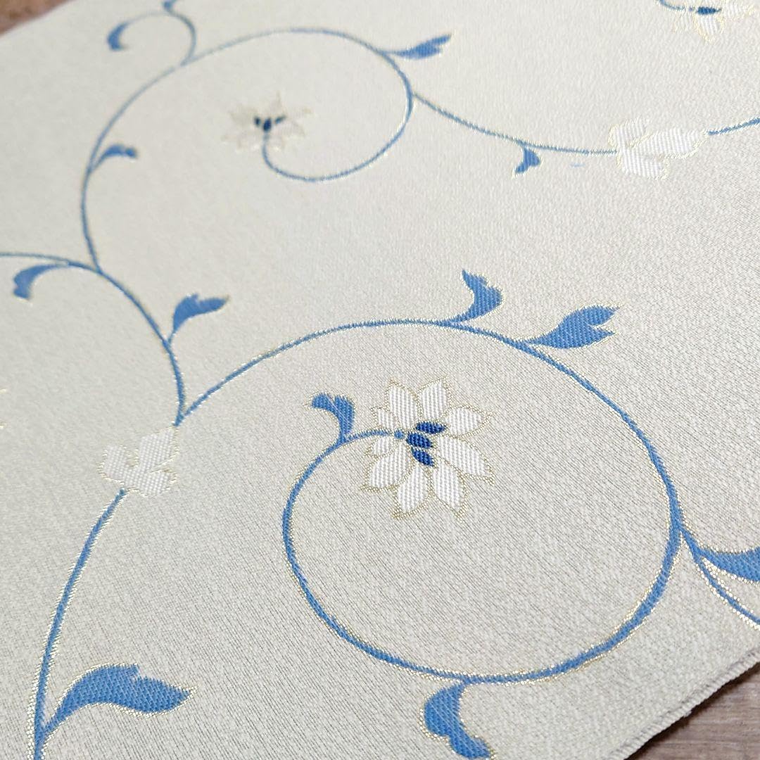 名古屋帯 スッキリ 唐花 ブルー お仕立て込み 名古屋帯 スッキリ 唐花 ブルー お仕立て込み 帯 風 ベルト